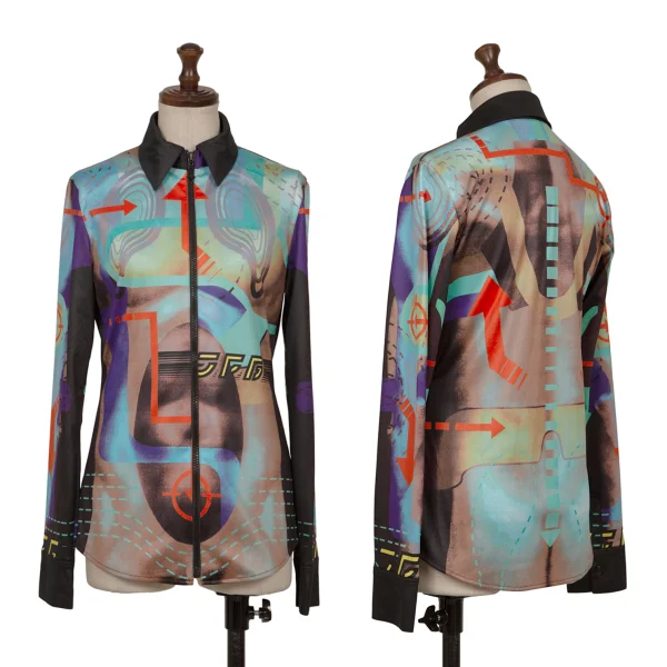 JPG by GAULTIER Graphic Printed Stretch Zip Shirt Multi-Color 40 K-165473_001
