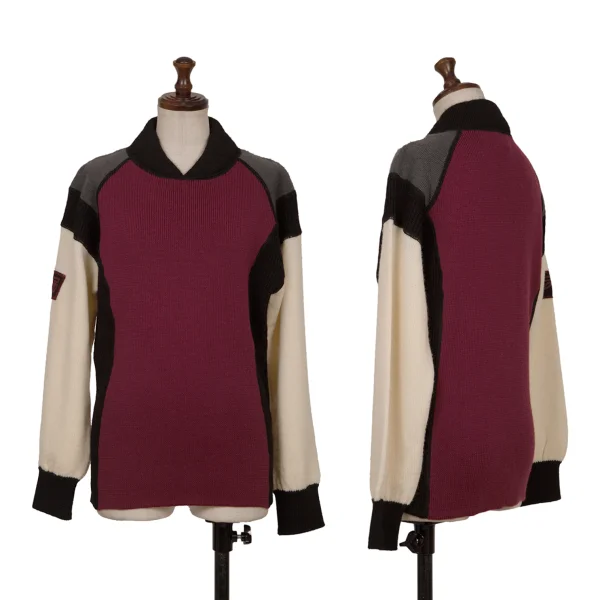 JPG by GAULTIER Switching Wool Knit Sweater Bordeaux 40 K-165474_001