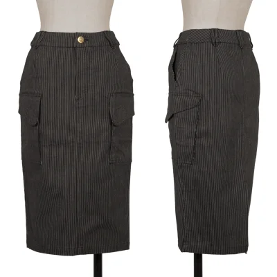 JPG by GAULTIER Pin Stripe Flap Pocket Stretch Skirt