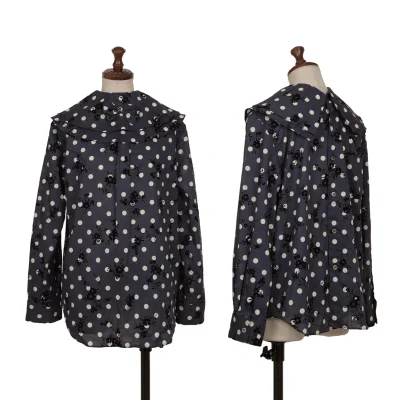 tricot COMME des GARCONS Floral Flocky Printed Dot Back Open Blouse