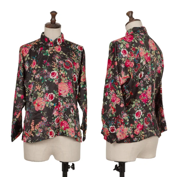 COMME des GARCONS Floral Printed Chinese Blouse Black,Red S K-165479_001