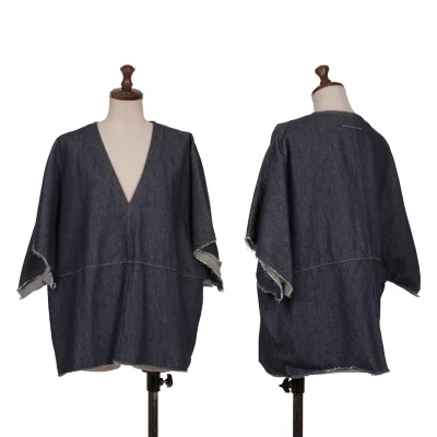 MM6 MAISON MARGIELA Cut Off Design V Neck Denim Blouse
