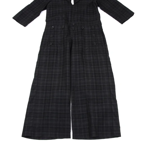 tao Linen Blend Checked Sailor Collar Jumpsuit K-165488_007
