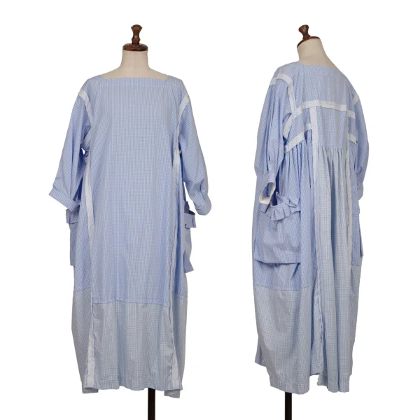 tao Stripe Outseam Switching Check Dress Blue S K-165489_001