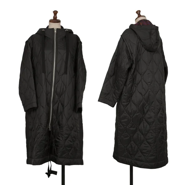 tricot COMME des GARCONS Detachable Sleeve Quilted Hoodie Coat Black S K-165493_001