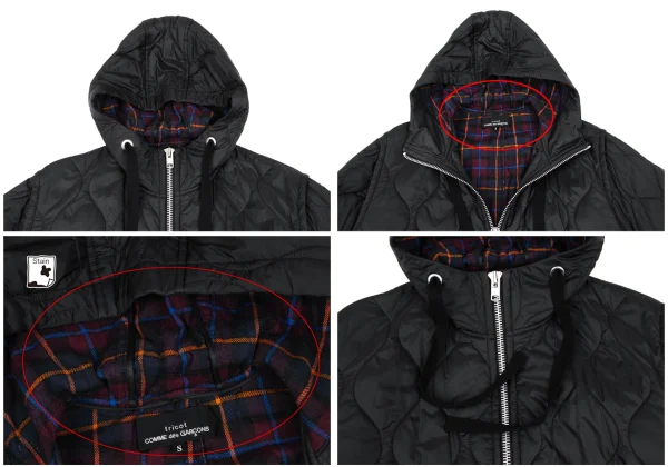 tricot COMME des GARCONS Detachable Sleeve Quilted Hoodie Coat K-165493_004