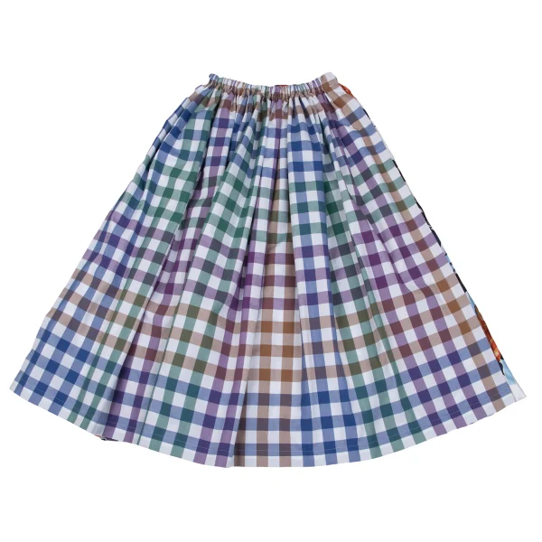 tricot COMME des GARCONS Pleated Floral Print Switching Check Skirt K-165498_002