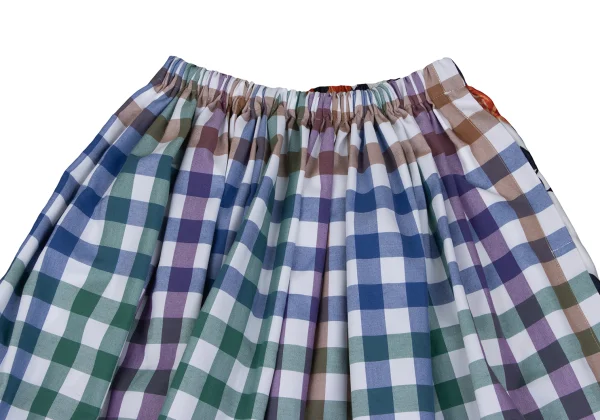 tricot COMME des GARCONS Pleated Floral Print Switching Check Skirt K-165498_003