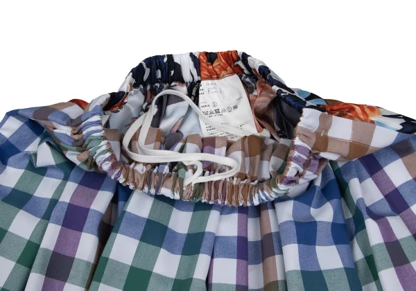 tricot COMME des GARCONS Pleated Floral Print Switching Check Skirt K-165498_005