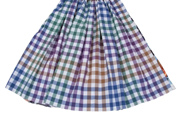 tricot COMME des GARCONS Pleated Floral Print Switching Check Skirt K-165498_006