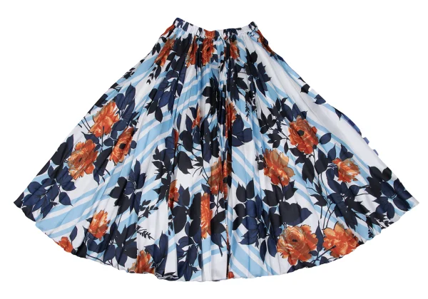 tricot COMME des GARCONS Pleated Floral Print Switching Check Skirt K-165498_008
