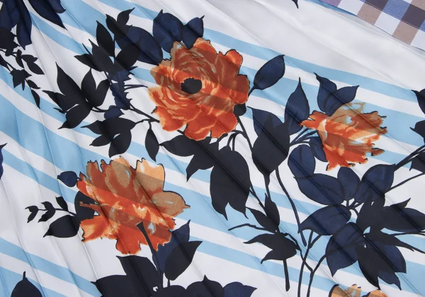 tricot COMME des GARCONS Pleated Floral Print Switching Check Skirt K-165498_009