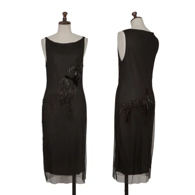 VIVIENNETAM Phoenix Beaded Mesh Sleeveless Dress