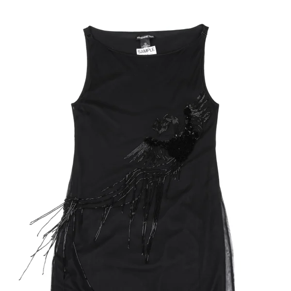 VIVIENNETAM Phoenix Beaded Mesh Sleeveless Dress K-165501_003