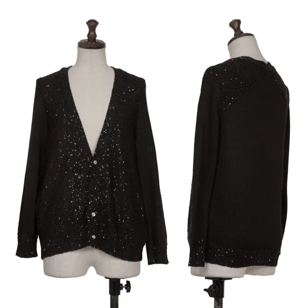 Drawer Silk Sequin Knit Cardigan Black 2 K-165511_001