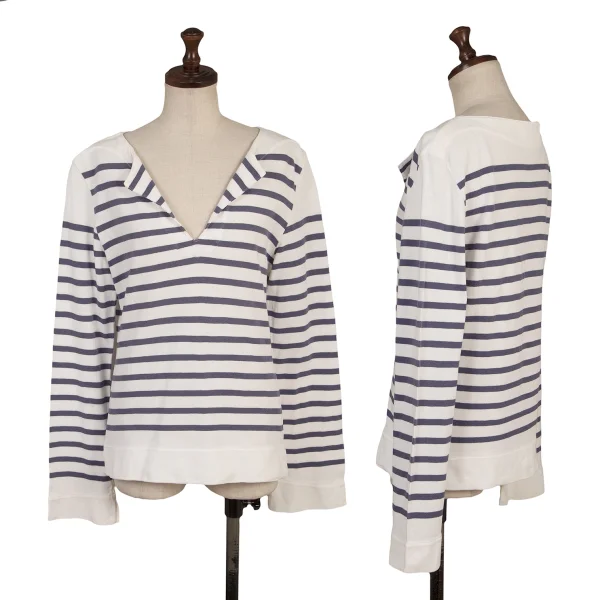 45rpm 45R Pique Striped T-shirt White,Navy 2 K-165532_001