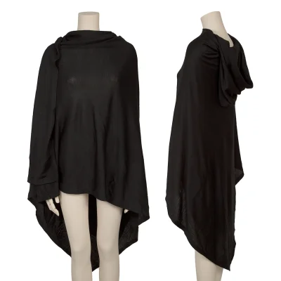 REGULATION yohji yamamoto Asymmetrical Wool Hooded Poncho