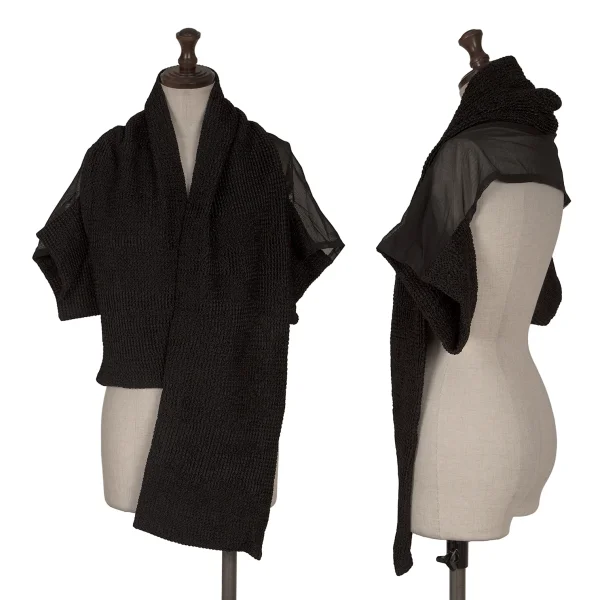 Yohji Yamamoto NOIR Mesh Switching Waffle Knit Bolero Black 3 K-165545_001