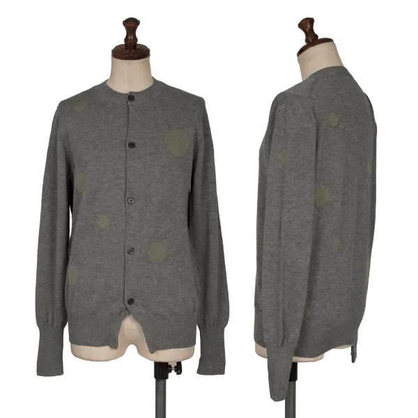 Yohji Yamamoto NOIR Wool Cotton Dot Jacquard Cardigan Grey,Green 2 K-165546_001