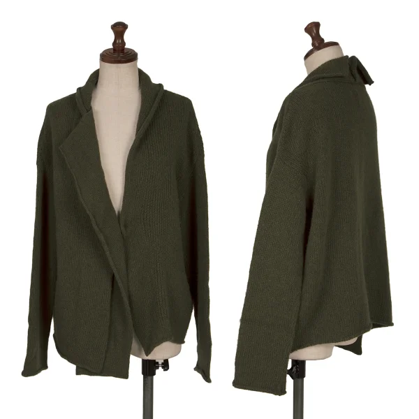 Yohji Yamamoto NOIR Switching Design Knit Jacket Khaki 2 K-165547_001