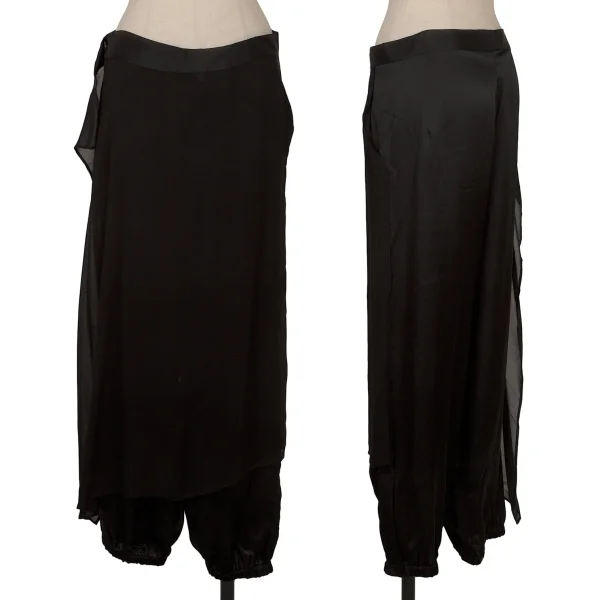 Yohji Yamamoto NOIR Silk Chiffon Skirt Design Cupra Pants Black 1 K-165550_001