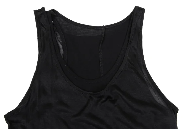 Yohji Yamamoto FEMME Silk Layered Cotton Long Tank Top K-165557_006