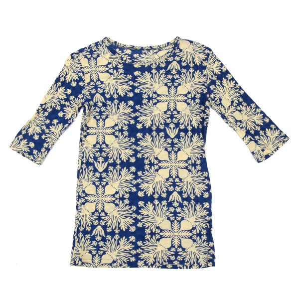 Yohji Yamamoto FEMME Damask Print Half-sleeve Top K-165560_002