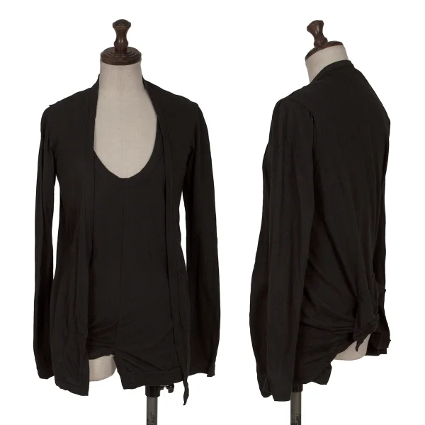 Yohji Yamamoto FEMME Folded Layered Ensemble Top Black 2 K-165565_001