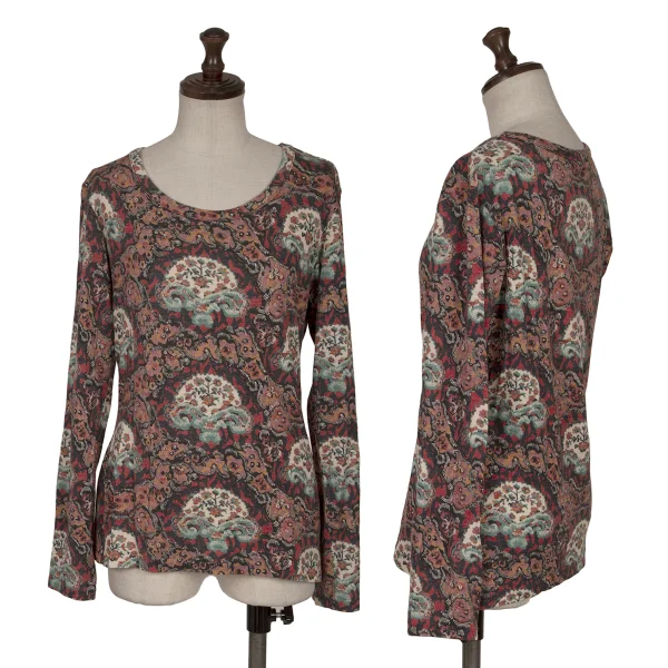 Yohji Yamamoto FEMME Wool Floral Print Top Multi-Color 3 K-165566_001