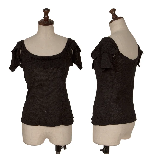 Yohji Yamamoto FEMME Frap Design Knit Camisole Black 2 K-165571_001