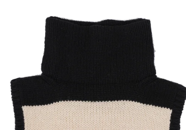 Yohji Yamamoto FEMME Bicolor High Neck Sleeveless Knit Sweater K-165572_003