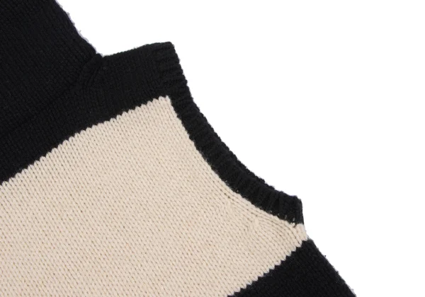 Yohji Yamamoto FEMME Bicolor High Neck Sleeveless Knit Sweater K-165572_004