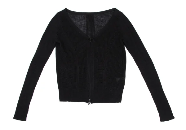 Yohji Yamamoto FEMME Linen Acrylic Zip Up Knit Cardigan K-165574_002