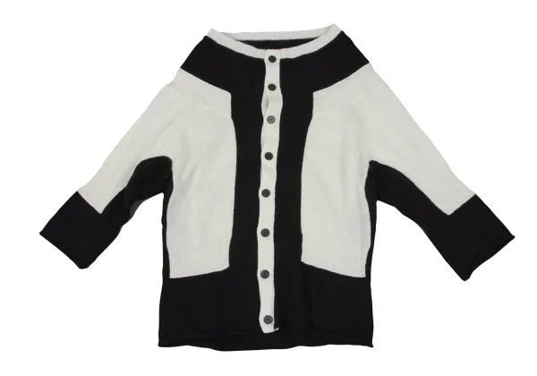 Yohji Yamamoto FEMME Paste Design Two-tone Knit Cardigan K-165578_002