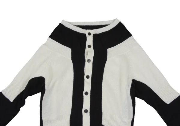 Yohji Yamamoto FEMME Paste Design Two-tone Knit Cardigan K-165578_003