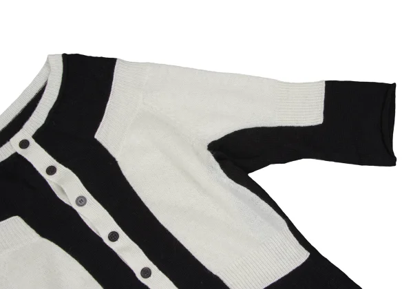 Yohji Yamamoto FEMME Paste Design Two-tone Knit Cardigan K-165578_006