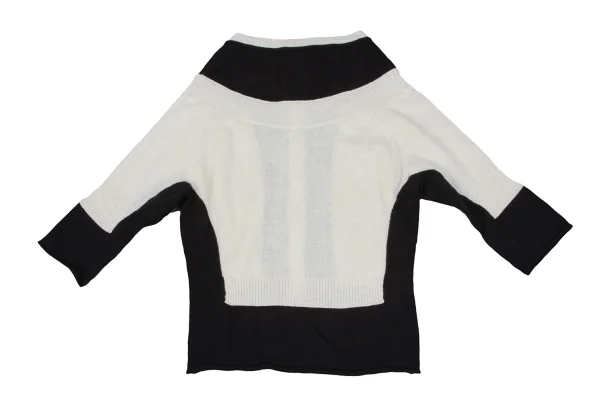 Yohji Yamamoto FEMME Paste Design Two-tone Knit Cardigan K-165578_010