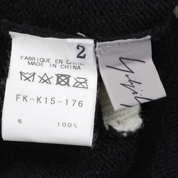 Yohji Yamamoto FEMME Paste Design Two-tone Knit Cardigan K-165578_014