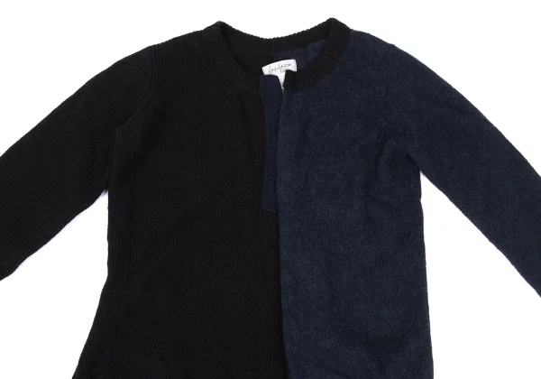 Yohji Yamamoto FEMME Bicolor Cutting Design Knit Cardigan K-165579_003