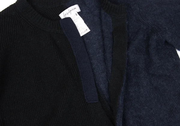 Yohji Yamamoto FEMME Bicolor Cutting Design Knit Cardigan K-165579_005