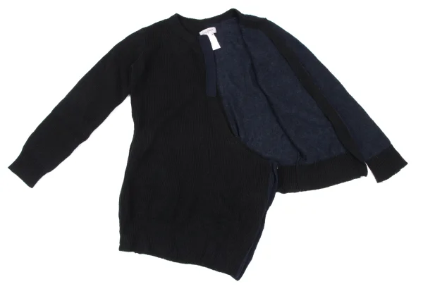 Yohji Yamamoto FEMME Bicolor Cutting Design Knit Cardigan K-165579_010