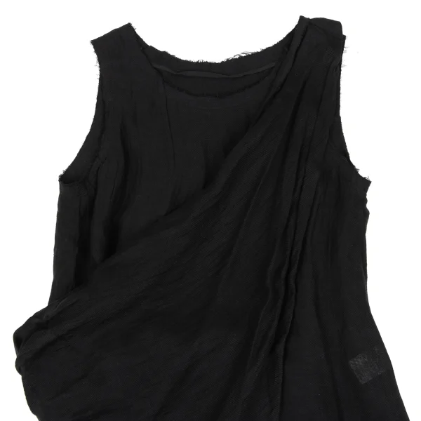 Yohji Yamamoto FEMME Linen Cut Off Draped Loop Sleeveless Top K-165582_003