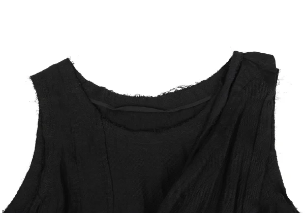 Yohji Yamamoto FEMME Linen Cut Off Draped Loop Sleeveless Top K-165582_004