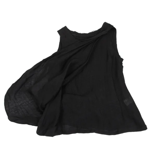 Yohji Yamamoto FEMME Linen Cut Off Draped Loop Sleeveless Top K-165582_007