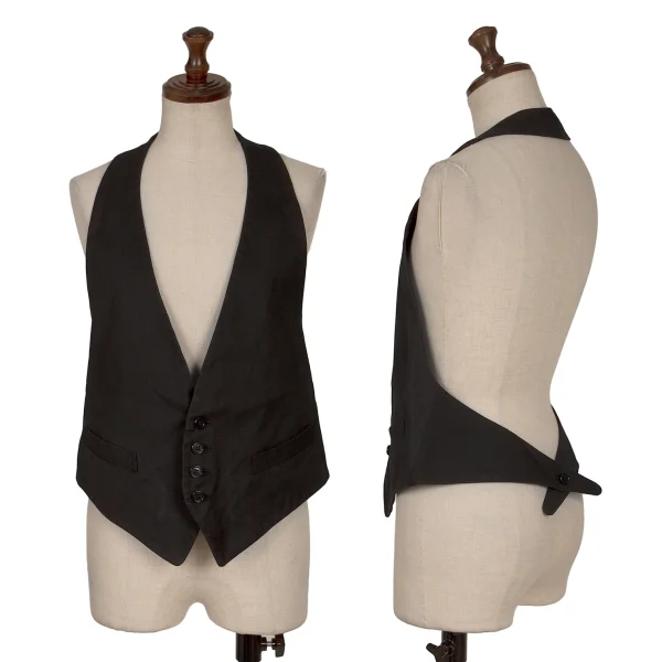 Yohji Yamamoto FEMME Halter Neck Vest Black 1 K-165583_001
