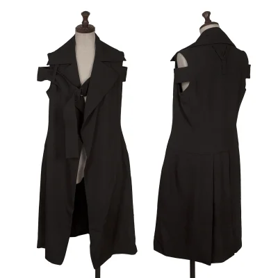 Yohji Yamamoto FEMME Wool Gaba Belted Sleeveless Long Jacket