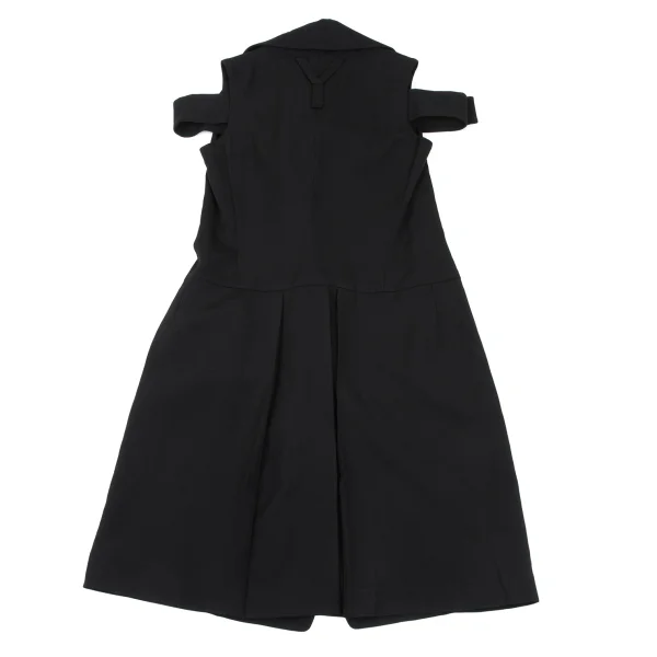 Yohji Yamamoto FEMME Wool Gaba Belted Sleeveless Long Jacket K-165584_010