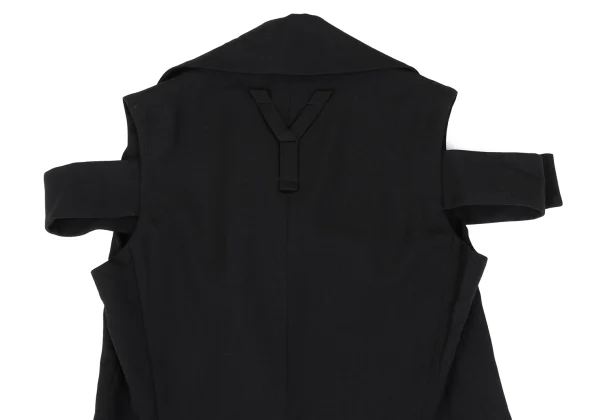 Yohji Yamamoto FEMME Wool Gaba Belted Sleeveless Long Jacket K-165584_011