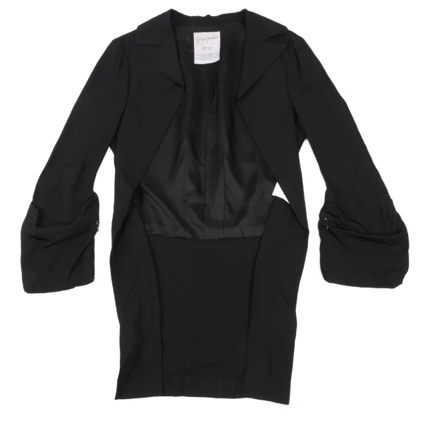 Yohji Yamamoto FEMME Silk Sleeve Pocket Buttonless Jacket K-165586_002