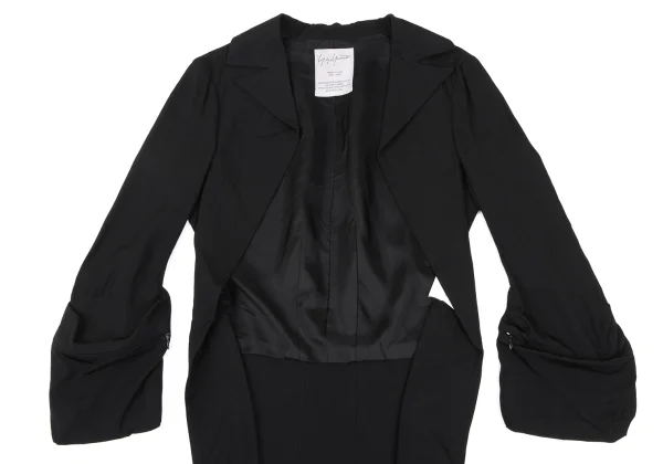 Yohji Yamamoto FEMME Silk Sleeve Pocket Buttonless Jacket K-165586_003
